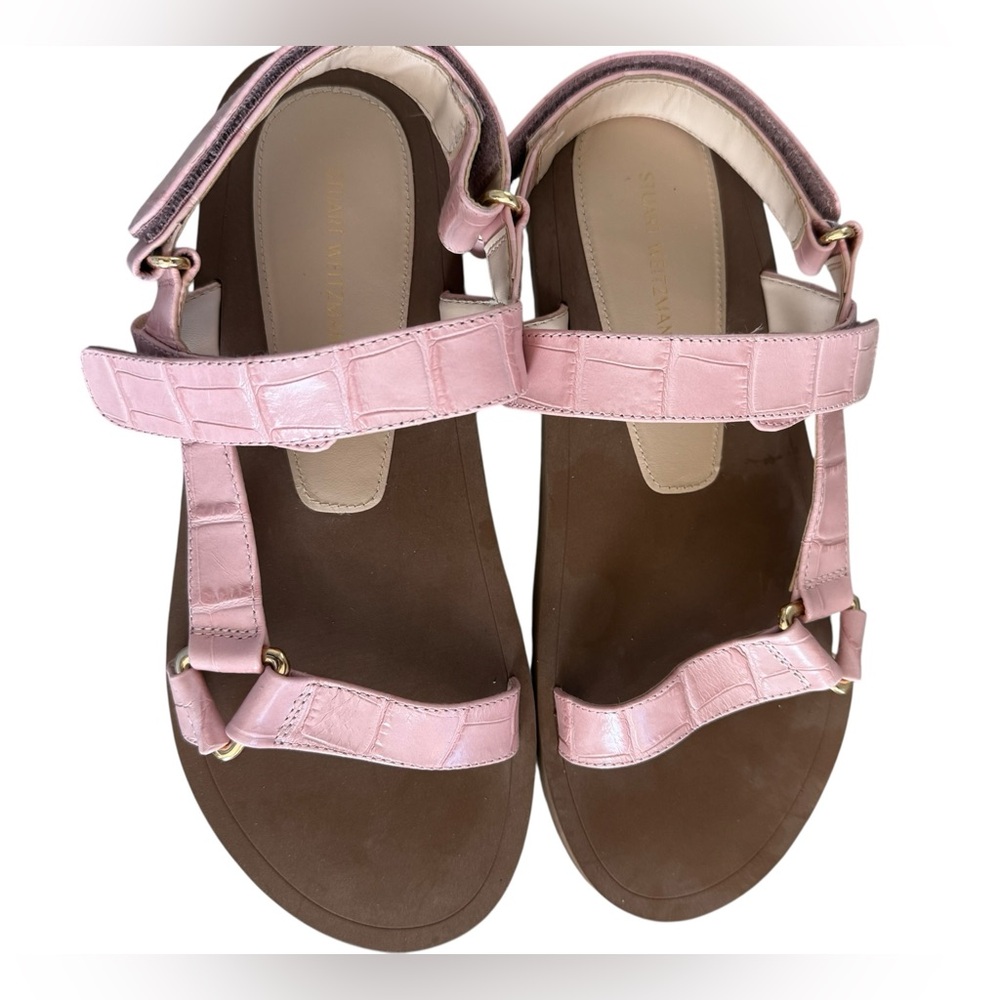 Stuart Weitzman Vail Croc Leather Slingback Sandals size 9